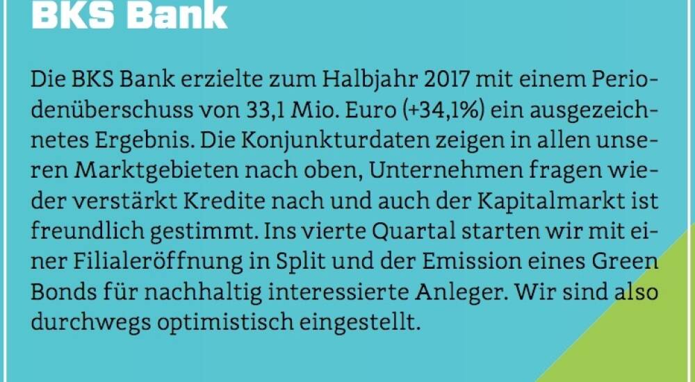 BKS Bank - "Die BKS Bank Erzielte Zum Halbjahr 2017 Mit Einem ...