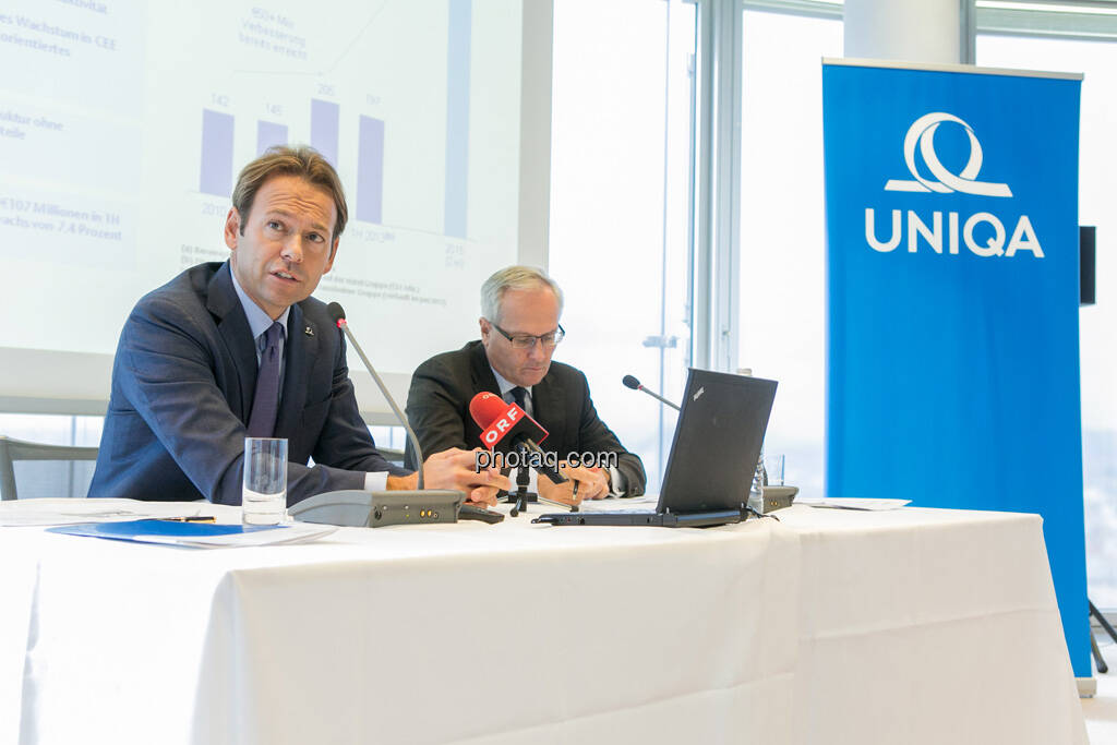 Andreas Brandstetter, CEO UNIQA Insurance Group AG, Hannes Bogner, CFO UNIQA Insurance Group AG  , © finanzmarktfoto.at/Martina Draper (24.09.2013) 