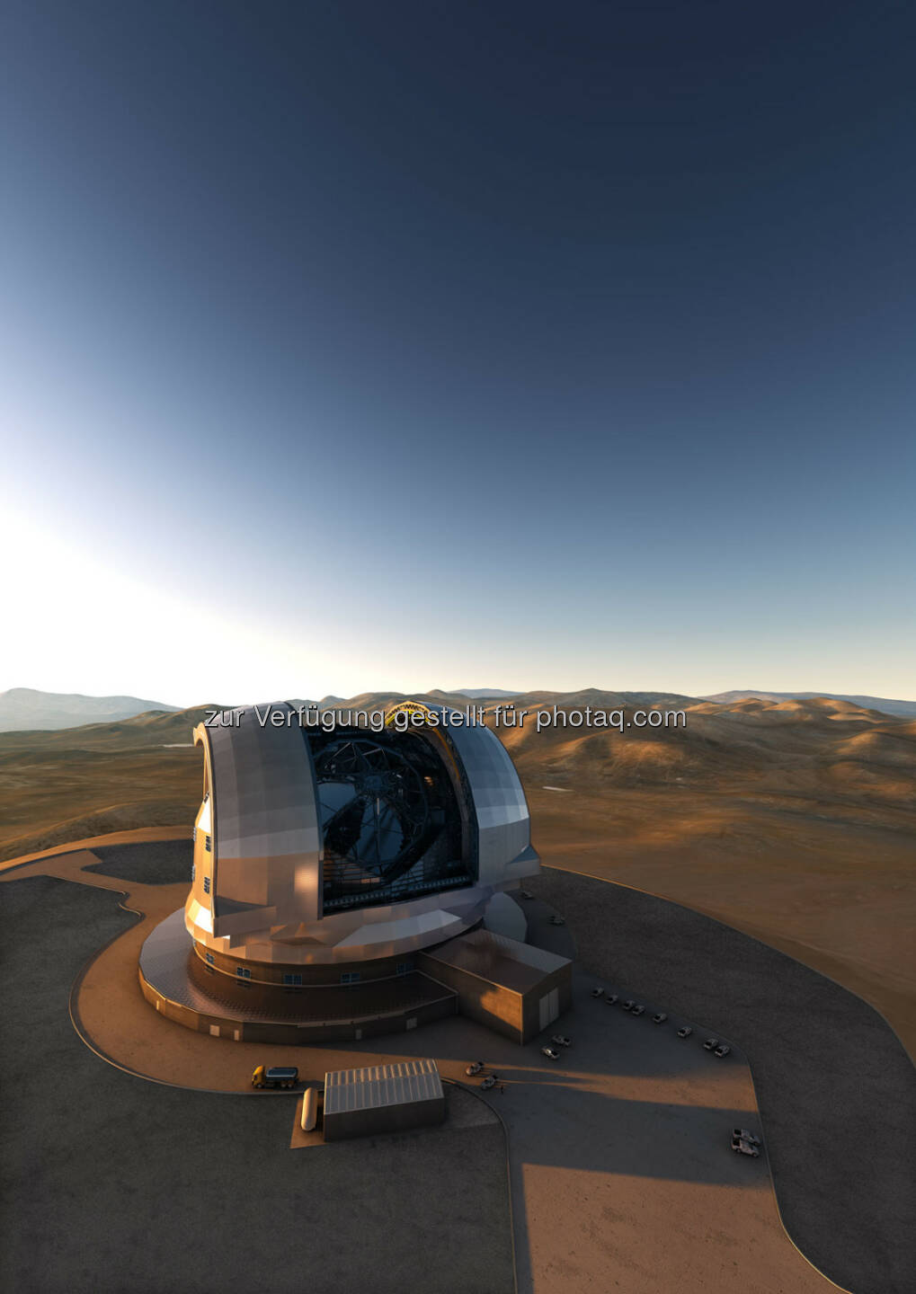 Neues Teleskop: Das „European Extremly Large Telescope (E-ELT)“ soll einen Spiegel mit 39 Metern Durchmesser erhalten. Ein Teil der mathematischen Algorithmen zur Steuerung des damit größten Teleskops der Welt wurden gemeinsam vom Johann Radon Institute for Computational and Applied Mathematics (RICAM), dem Industrial Mathematics Competence Center (IMCC) und dem Institut für Industriemathematik an der Universität (JKU) Linz entwickelt. Die Fortsetzung der Forschungsarbeiten wurde nun für weitere drei Jahre gesichert. Foto: ESO