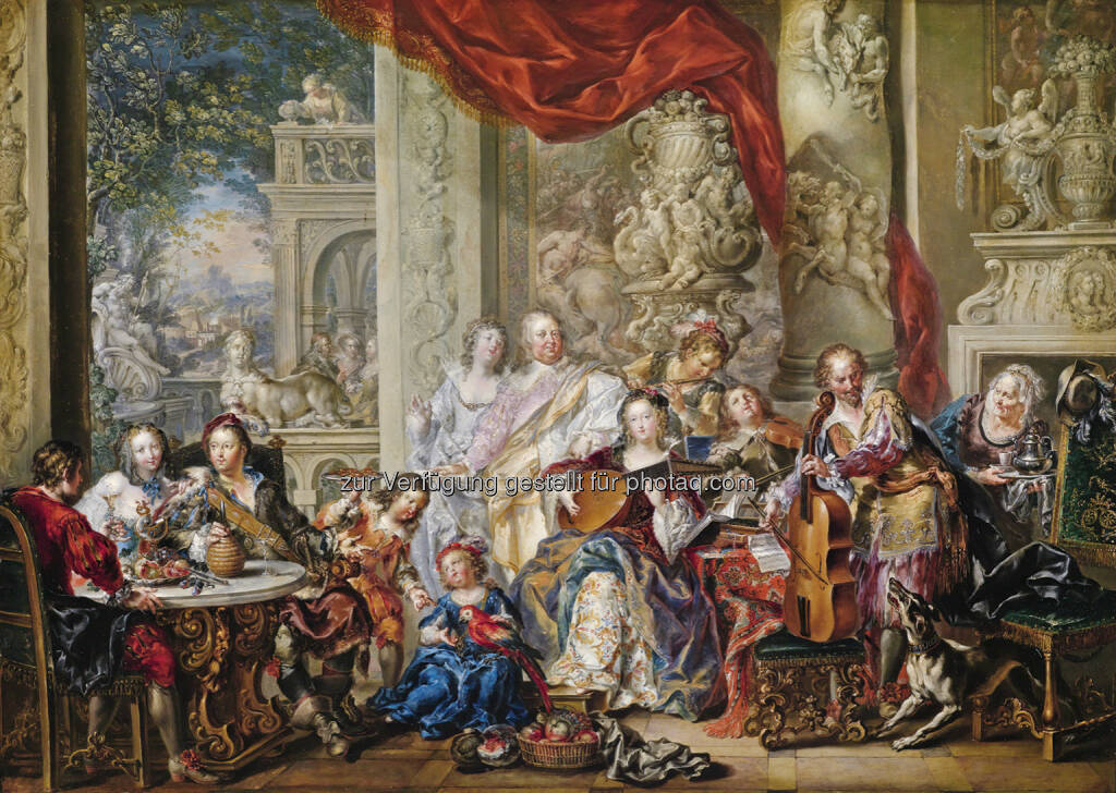 Johann Georg Platzer (1704 - 1761) Konzert im Palast, Öl/Kupfer, 65,3 x 92,4 cm 
Schätzwert € 120.000 - 150.000 
Auktion 15. Oktober 2013 , © Dorotheum (10.10.2013) 