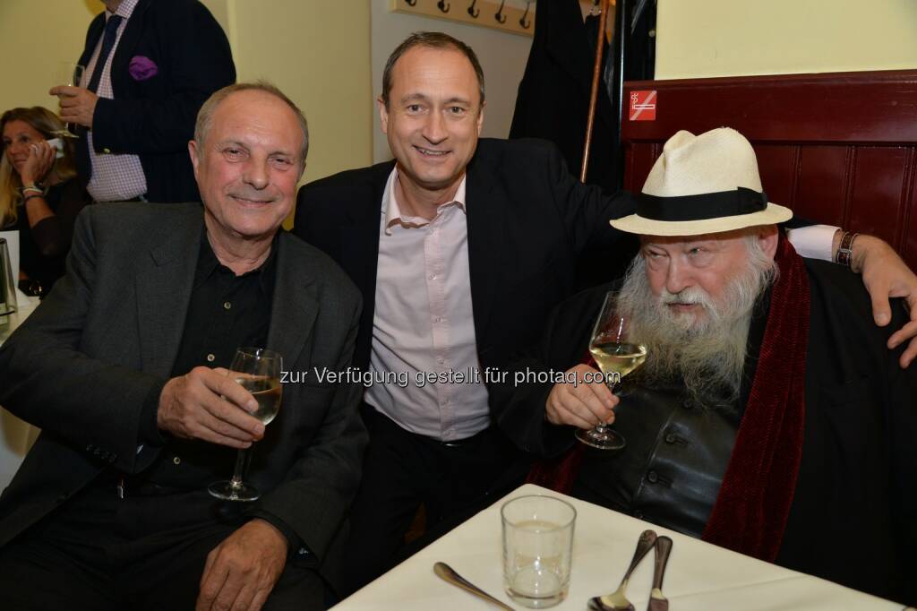 Christian Ludwig Attersee, Kulturstadtrat Andreas Mailath-Pokorny, Hermann Nitsch, © leisure.at/Christian Jobst (11.10.2013) 