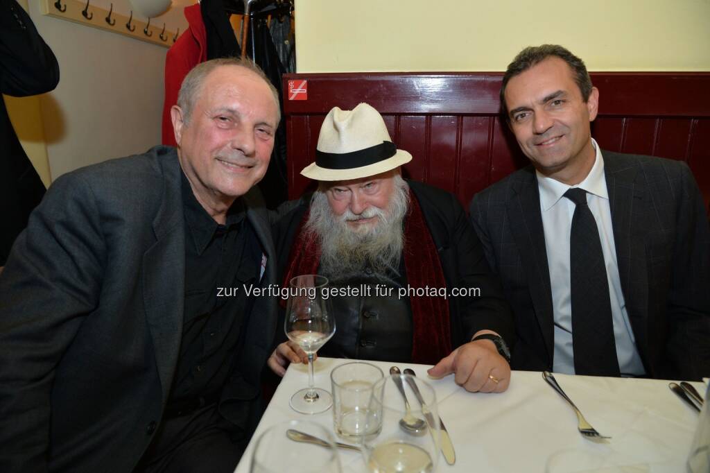 Christian Ludwig Attersee, Hermann Nitsch, Luigi de Magistris (Bürgermeister Neapel), © leisure.at/Christian Jobst (11.10.2013) 