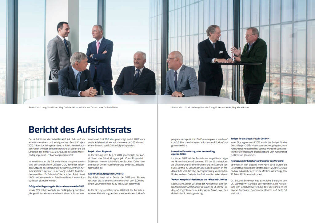 Bericht des Aufsichtsrats, Vitus Eckert, Christian Böhm, Nick J. M. van Ommen, Rudolf Fries, Michael Knap, Herbert Kofler, Klaus Hübner, © Immofinanz (18.10.2013) 