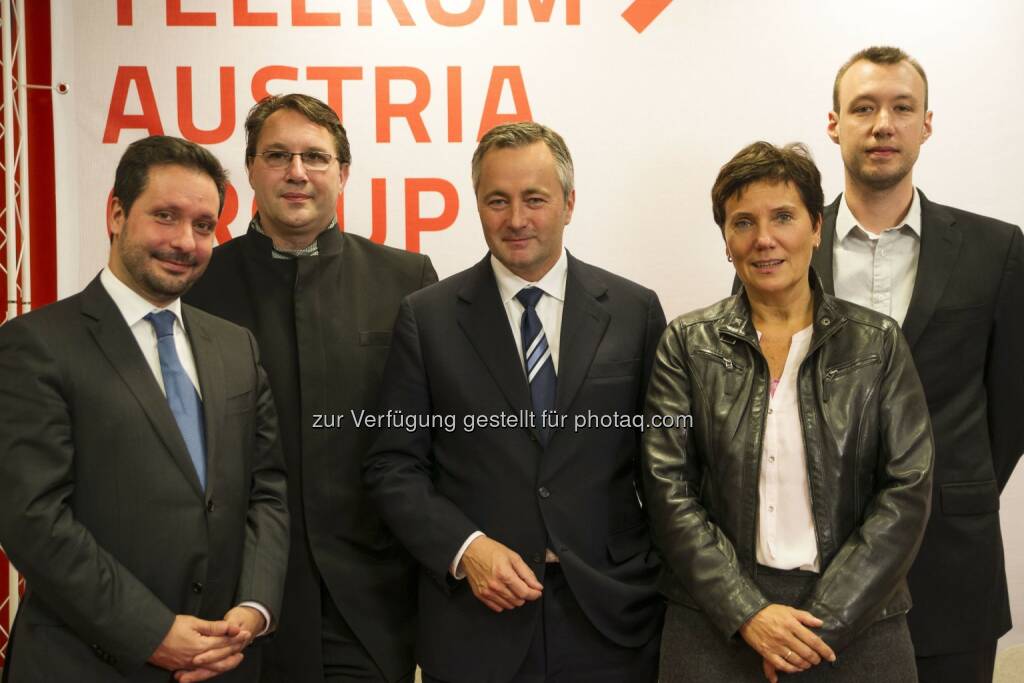 Luis Vives, Volker Kunze, Hannes Ametsreiter, Silvia Buchinger und Simon J. Anderson: Telekom Austria Group Business School erweitert ihren Aktionsradius um externe Veranstaltungsreihe “Impact” (c) Telekom
 (23.10.2013) 