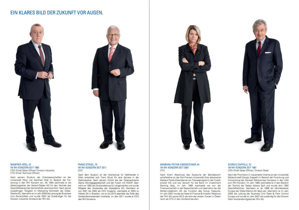 Vorstand RHI: Manfred Hödl, Franz Struzl, Barbara Potisk-Eibensteiner, Giorgio Cappelli - Ein klares Bild der Zukunft vor Augen, © RHI (24.10.2013) 