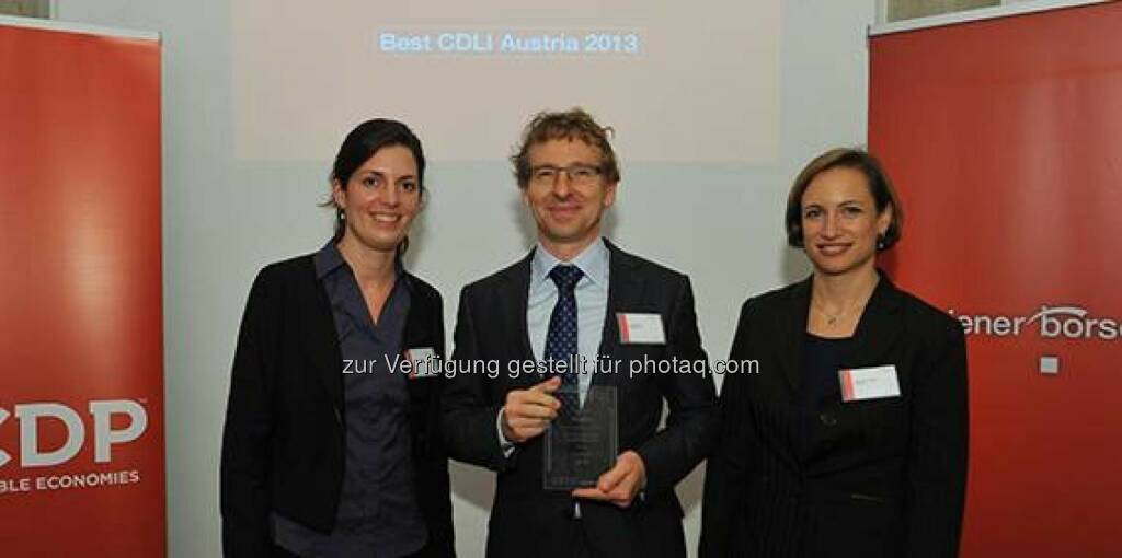 Verbund, eine internationale Auszeichnung für Klimaschutz: Als bestes österreichisches Unternehmen und bester Energieversorger im D-A-CH-Report den Carbon Disclosure Project 2013 verliehen bekommen. http://goo.gl/s3G5rg (09.11.2013) 