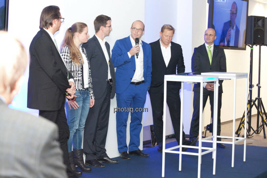 Matthias Beschof, Austria Wirtschaftsservice GmbH, Katharina Klausberger, Geschäftsführerin Finderly GmbH / Shpock App , Stefan Stöckl, Geschäftsführer Ressel Antriebstechnik GmbH, Oliver Holle, Geschäftsführer Speed Invest GmbH, Herbert Gartner, Business Angel, Bernhard Sagmeister, Geschäftsführer AWS, © finanzmarktfoto.at/Michi Mejta (13.11.2013) 