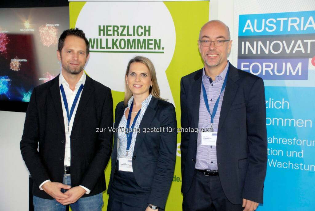 René Massatti (TrendONE), Romana Edelhauser-Preissl (Bisnode D&B), Helmut Blocher (Austrian Innovation Forum) beim Innovationsfrühstück zu den Themen Outernet, Social Spin und Big Data (Bild: Succus GmbH) (25.11.2013) 