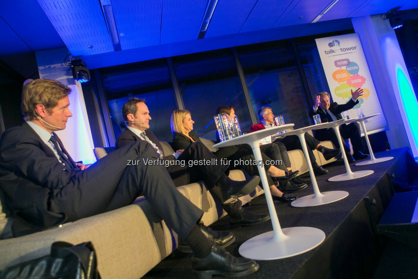 Jan Krainer, SPÖ-Bereichssprecher für Budget und Finanzen, SPÖ, Franz Schellhorn, Leiter des neuen Thinktanks Agenda Austria, Barbara Potisk-Eibensteiner, CFO RHI AG, Rainer Nowak, Chefredakteur „Die Presse“, Stephan Schulmeister, Wifo, Eduard Zehetner, CEO Immofinanz Group