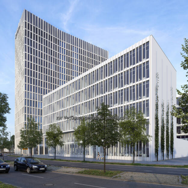 Neues MLP-Beratungszentrum zieht in das von CA Immo geplante Gebäude Monnet 4 - Europacity: Bürogebäude Monnet 4 (Visualisierung); im Hintergrund Tour Total (Bild: CA Immo) (12.12.2013) 
