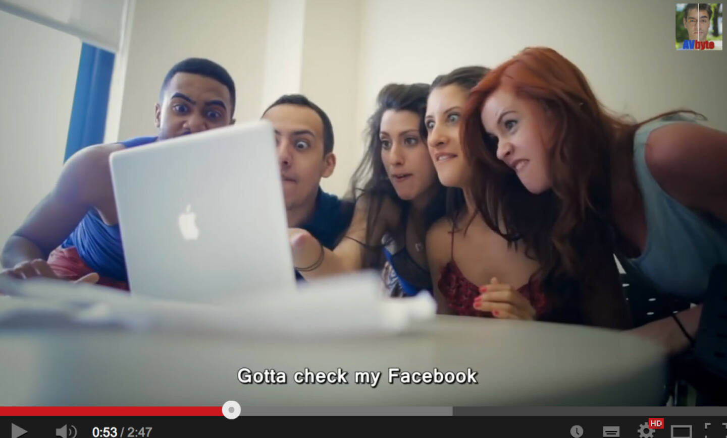 Gotta check my Facebook on an Apple - Video https://www.youtube.com/watch?v=Y2JhpNbe2Io