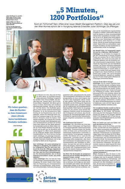 Fachheft 16, Seite 2: Interview mit Julian Schillinger und Miro Mitev, Bilder dazu unter http://finanzmarktfoto.at/page/index/862 (23.12.2013) 