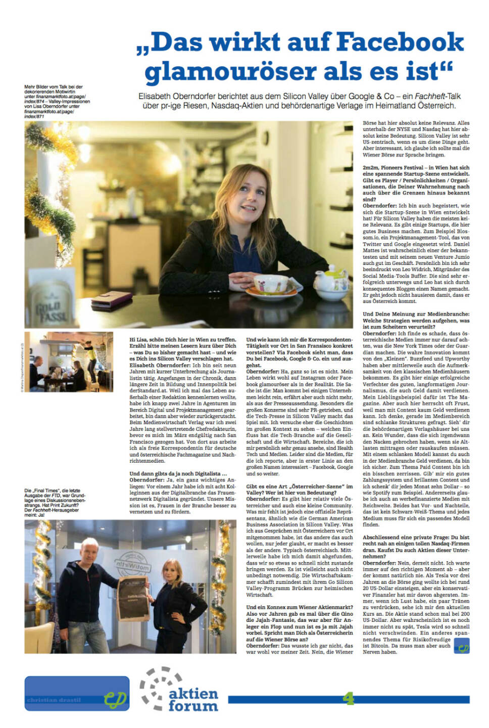 Fachheft 16, Seite 4: Interview mit Elisabeth Oberndorfer, Digitalista, Bilder dazu unter  http://finanzmarktfoto.at/page/index/874