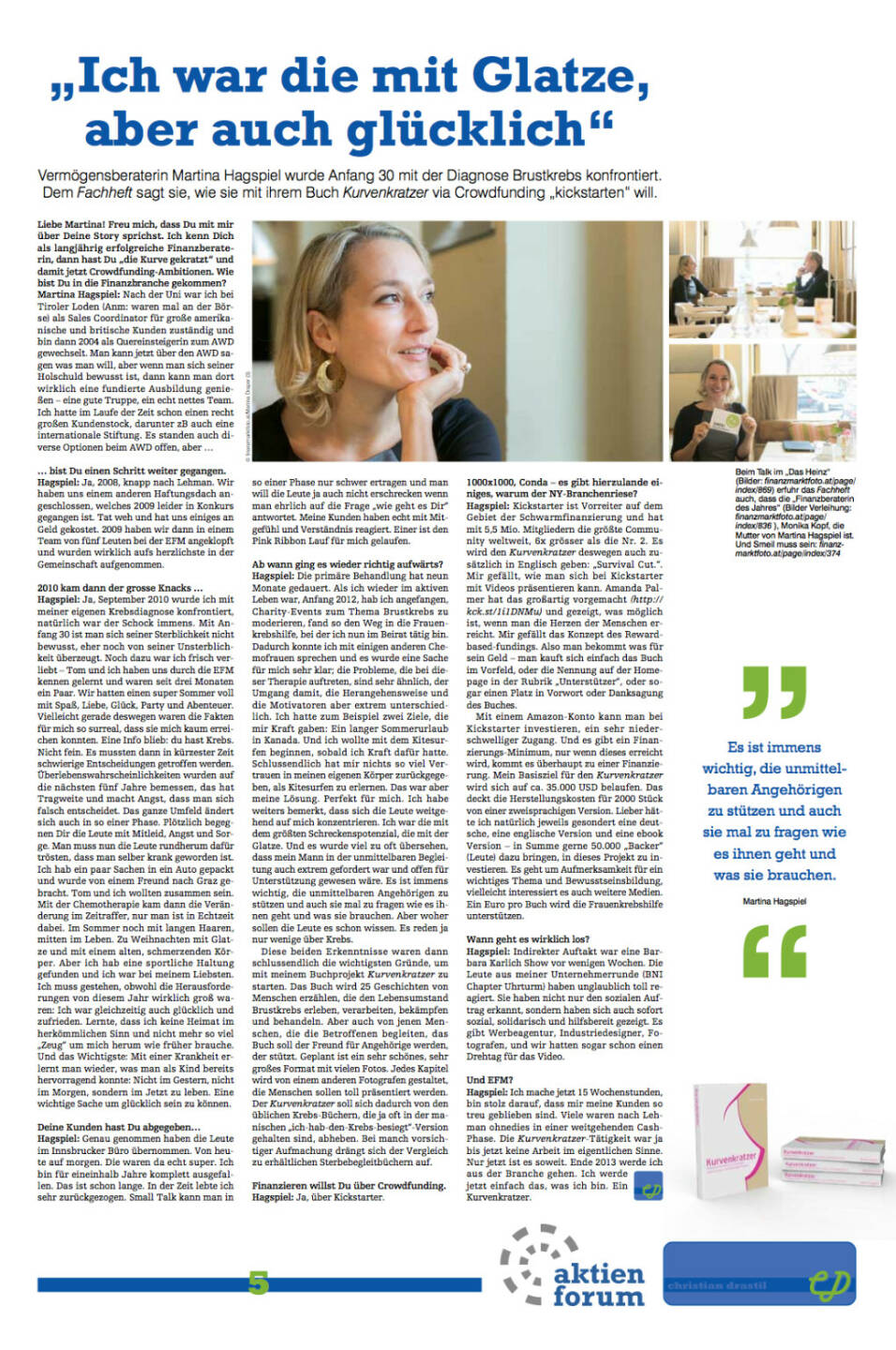 Fachheft 16, Seite 5: Interview mit Martina Hagspiel, Kurvenkratzer, Bilder dazu unter http://finanzmarktfoto.at/page/index/869