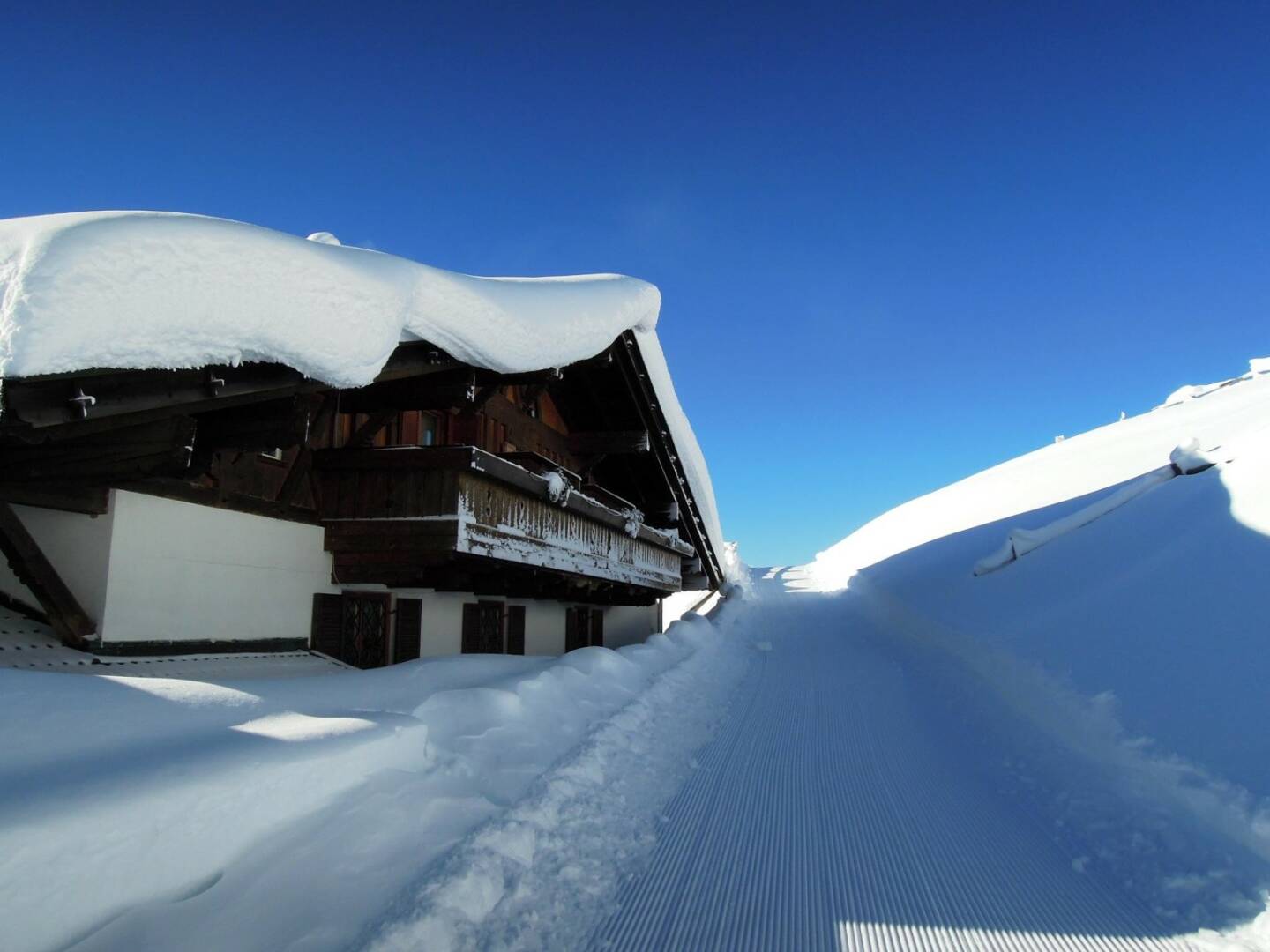 Haus, Schnee, Weg, Vigljoch, Südtirol