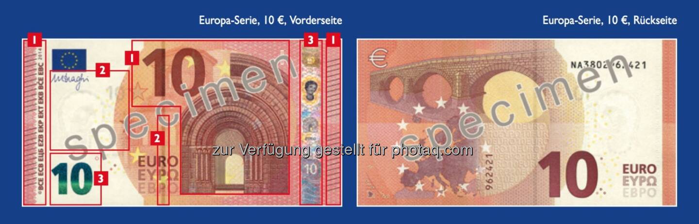 Die neue 10 Euro Note - Sicherheitsmerkmale (siehe auch http://www.oenb.at/Presse/OeNB-praesentiert-neue-10-Euro-Banknote.html) - (Bild: OeNB)
