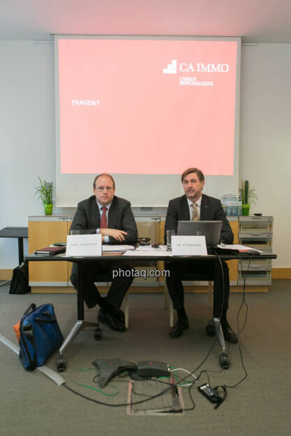 Florian Nowotny, Finanzvorstand der  CA Immo (CFO), Bruno Ettenauer, Vorstandsvorsitzender der CA Immo (CEO), © finanzmarktfoto.at/Martina Draper (14.01.2014) 