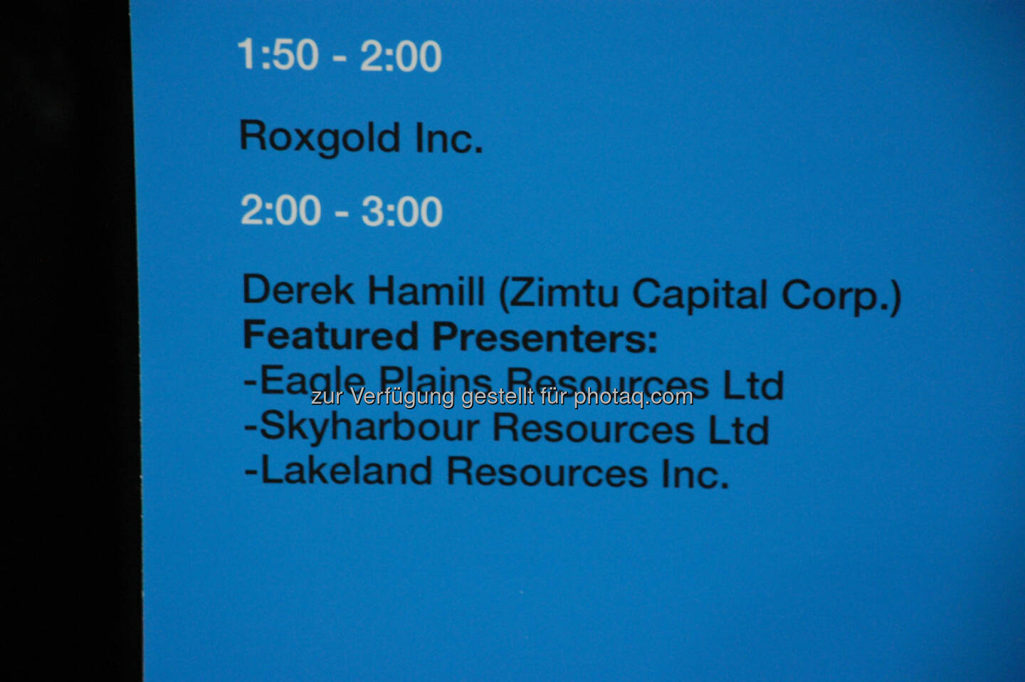Workshop Room 5: Afternoon Schedule at the 2014 Vancouver Resource Investment Conference