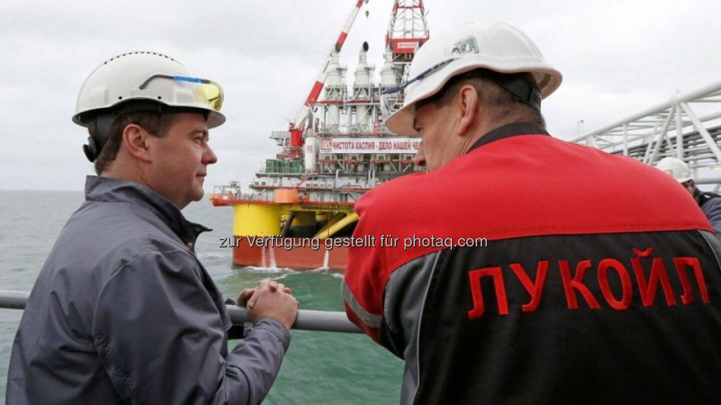 Dmitry Medvedev, Prime Minister of the Russian Federation, visited the ice-rsistant platform at the Y.Korchagin field in the Caspian Sea. October 02, 2013