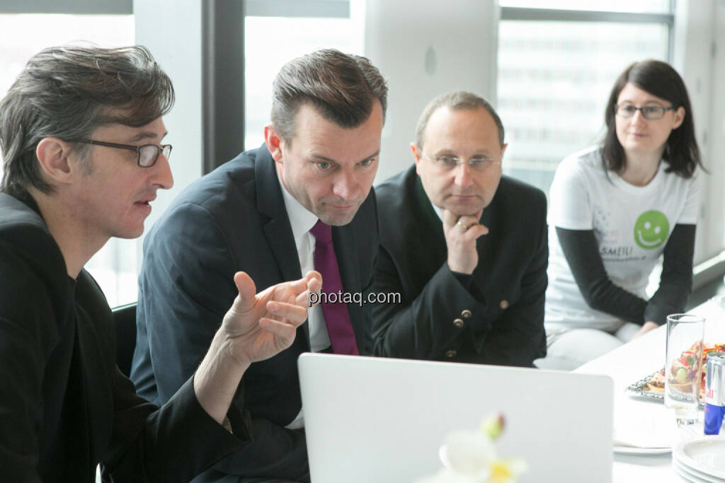 Josef Chladek, Gerhard Kürner (voestalpine), Paul Rettenbacher (THI), Susanne Trhal (Team sisu), © finanzmarktfoto.at/Martina Draper (24.01.2014) 