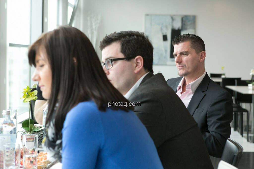 Franz Ömer (bet-at-home.com), Klaus Fahrnberger (bet-at-home.com), Stephanie Bauer (voestalpine), © finanzmarktfoto.at/Martina Draper (24.01.2014) 