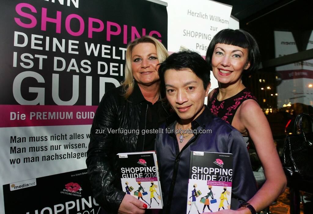 Präsentation des Shopping Guide 2014, Bild: Monika Athanasiadis (Herausgeberin Shopping Guide), Nhut LaHong (Designer) und Irmie Schüch-Schamburek (Herausgeberin und Autorin Shopping Guide), (C) medianet Verlag AG/APA-Fotoservice/Hautzinger (24.01.2014) 