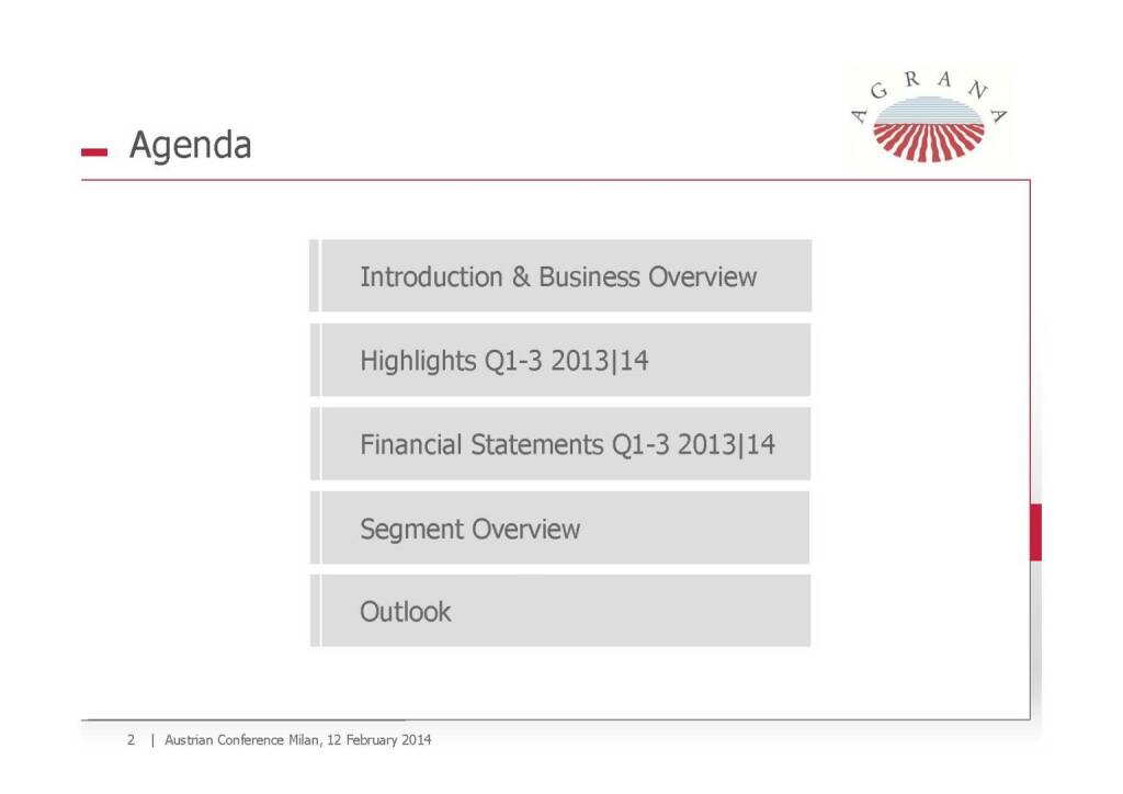 Agrana Agenda, © Agrana (13.02.2014) 