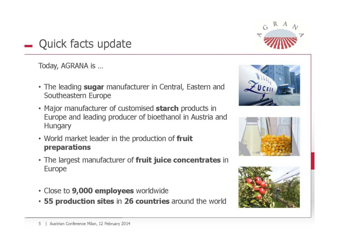 Quick facts update