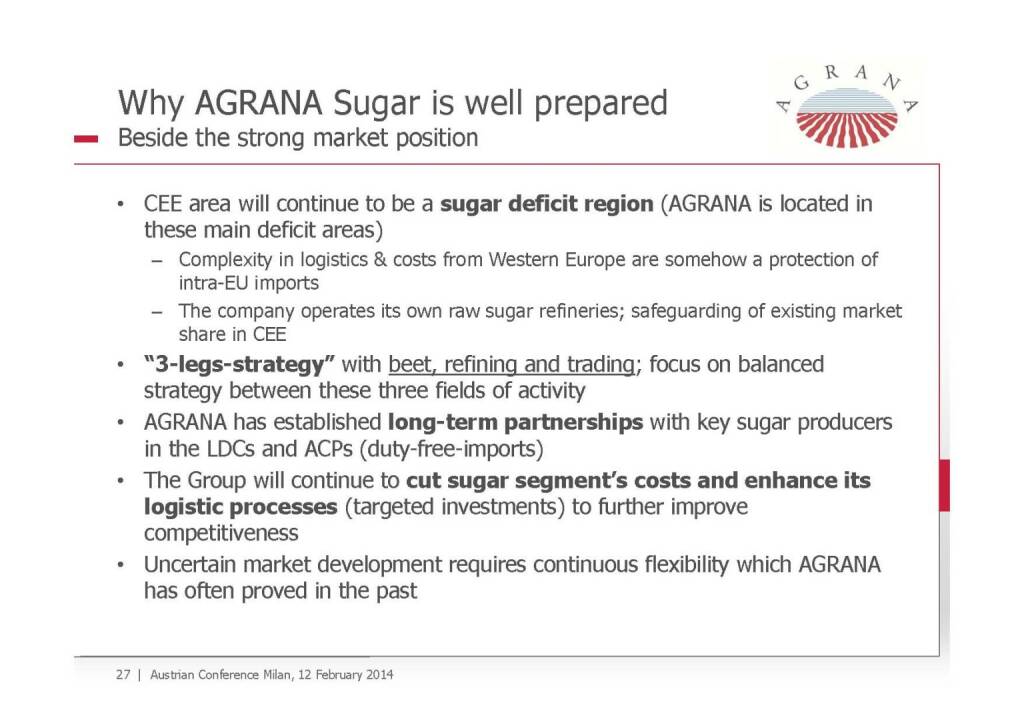 Well prepared, © Agrana (13.02.2014) 