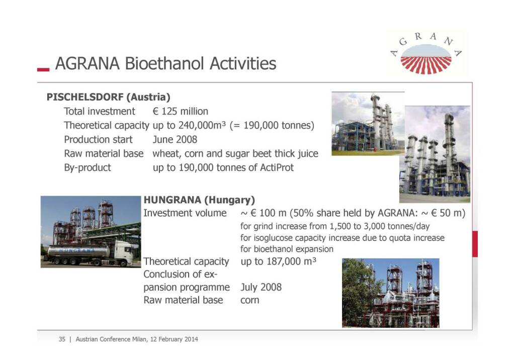 Agrana Bioethanol, © Agrana (13.02.2014) 