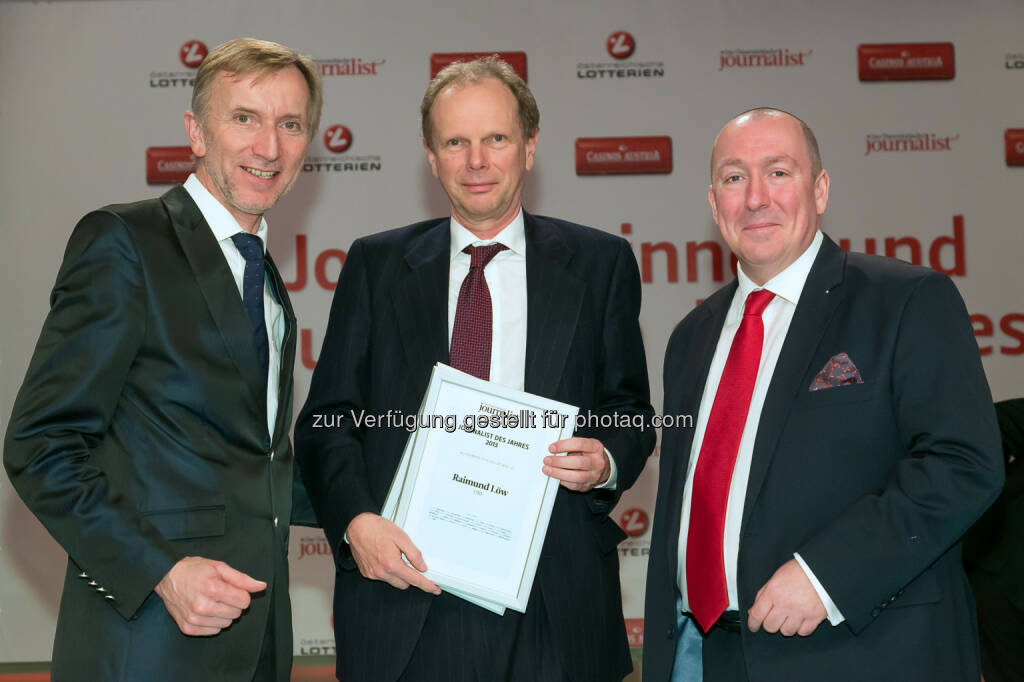 Johann Oberauer (Verleger und Herausgeber), Raimund Löw (ORF), Georg Taitl (“Der Österreichische Journalist”), © Der österreichische Journalist/APA-Fotoservice/Schedl (13.02.2014) 