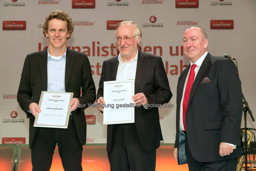 Andreas Schnauder (Standard), Josef Urschitz (Presse), Georg Taitl (“Der Österreichische Journalist”), © Der österreichische Journalist/APA-Fotoservice/Schedl (13.02.2014) 