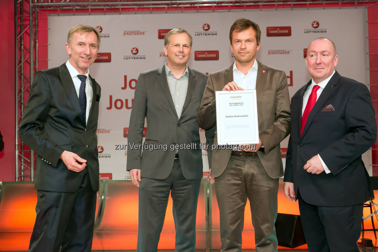 Johann Oberauer (Verleger und Herausgeber), Horst Pirker (Medecco, Verlagsgruppe News), Markus Breitenecker (Puls 4), Georg Taitl (“Der Österreichische Journalist”)