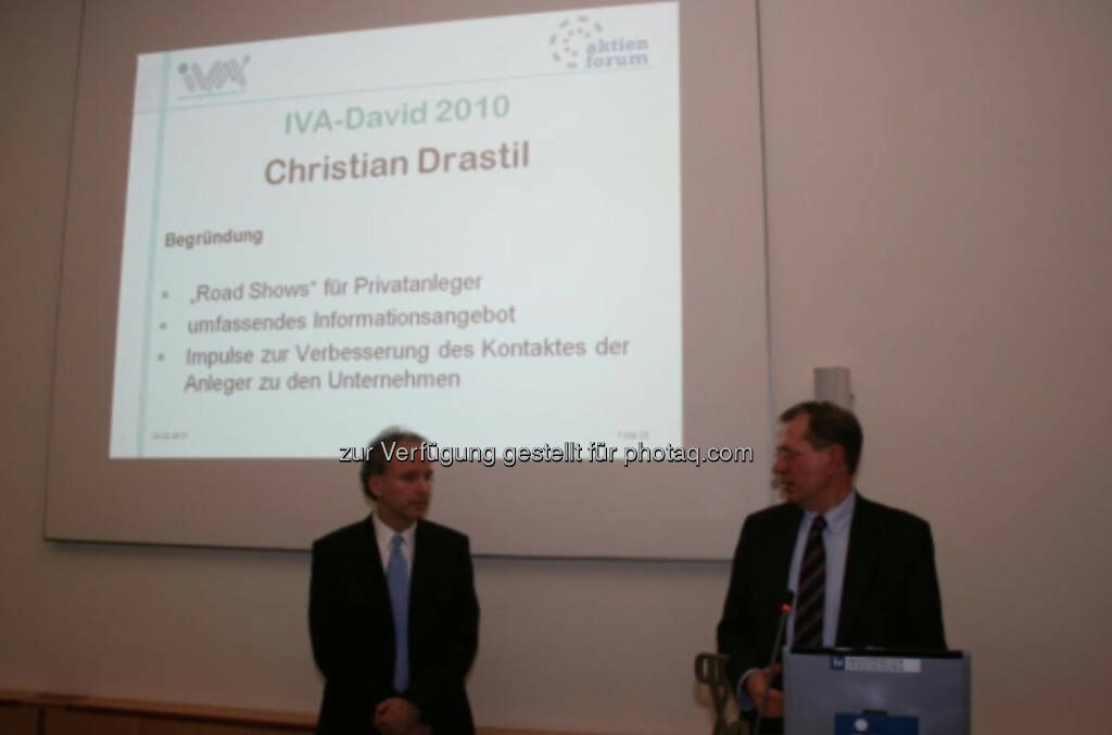 Vintage: Im Jahr 2010 war finanzmarktfoto.at-Herausgeber Christian Drastil mit IVA-David ausgezeichnet worden, © IVA (25.02.2014) 