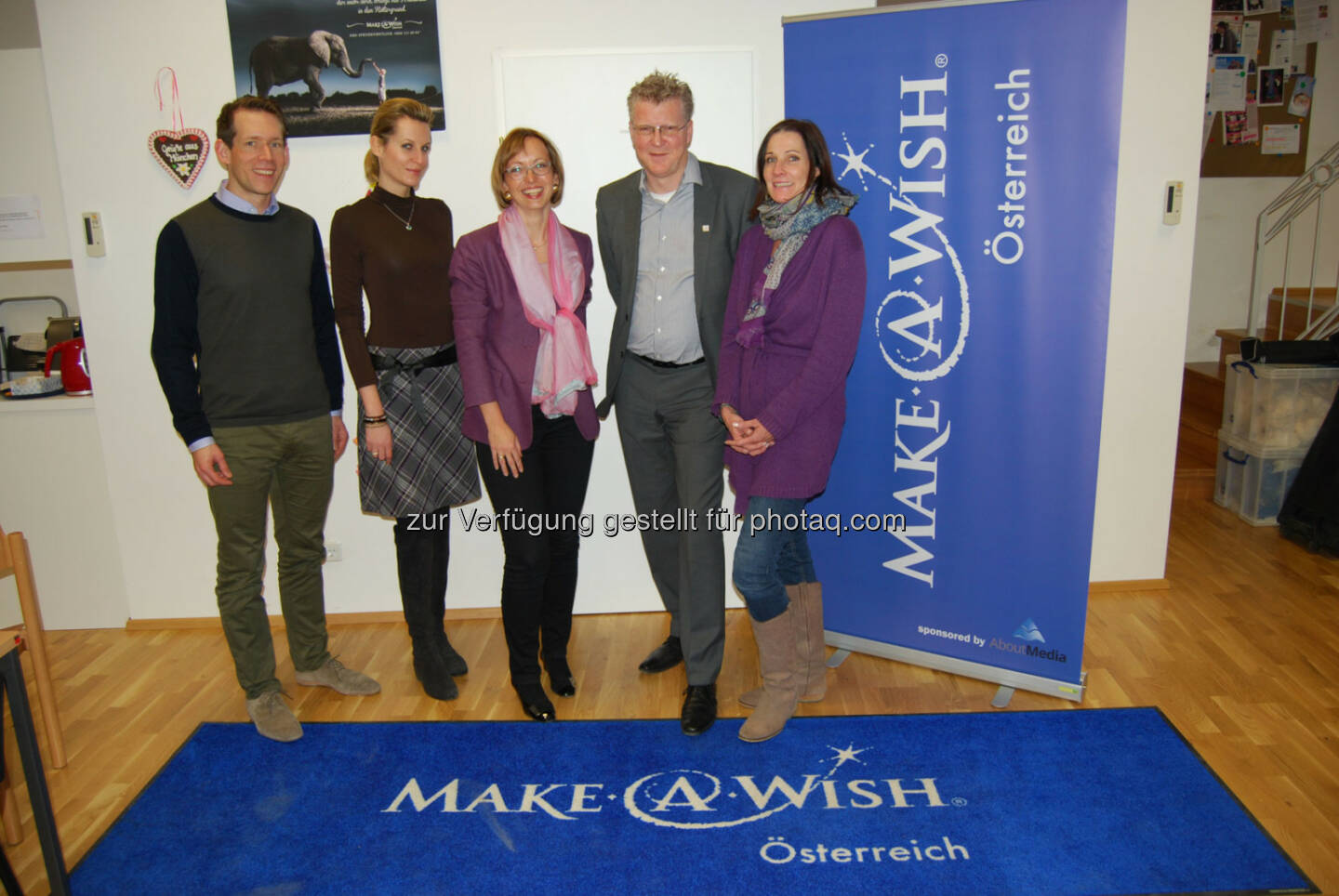 Die Make-A-Wish Foundation Österreich setzt ab sofort in den Bereichen Strategie und Positionierung sowie Social Media auf die Wiener PR-Agentur Aigner PR: Eugen Schmidt, Vorstand Make-A-Wish, Heidi Schuller-Hrusa, GF Aigner PR, Doris Regele, Präs. Make-A-Wish, Peter Aigner, Inh. Aigner PR, Nina Jahn, Vorstand Make-A-Wish (v.l.)