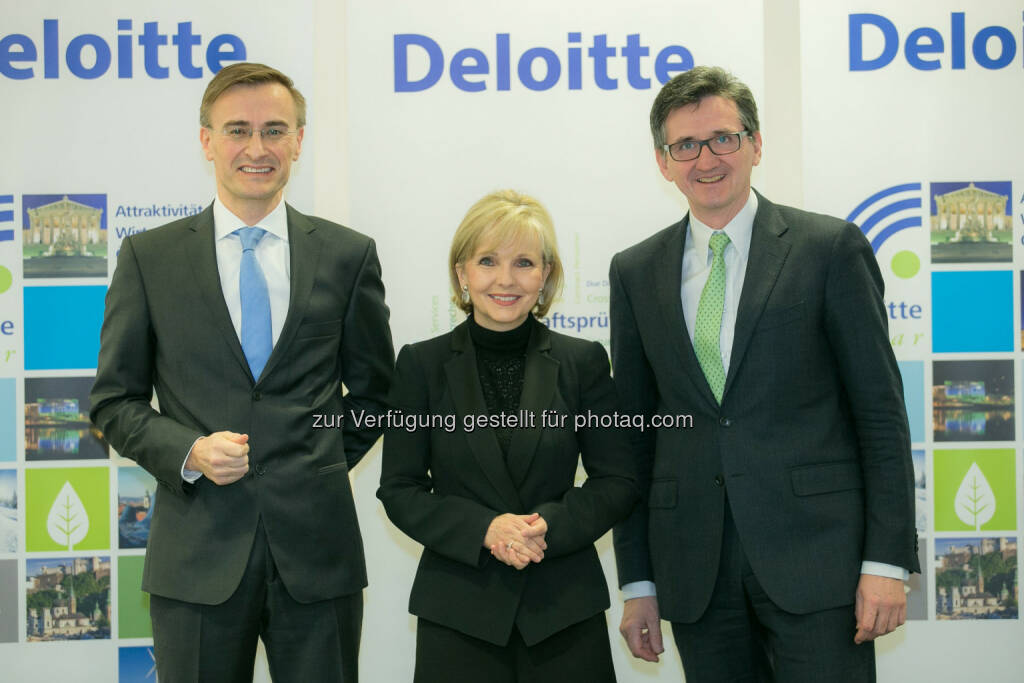 Josef Schuch, Gundi Wentner, Bernhard Gröhs (alle Deloitte): Deloitte Österreich hat erstmals den Deloitte.Radar 2013/2014 - Attraktivität des Wirtschaftsstandortes Österreicherstellt.  (06.03.2014) 