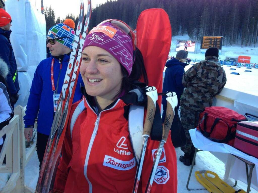 Katharina Innerhofer feierte den 1. Weltcupsieg einer Österreicherin überhaupt (6.3. Sprint Pokljuka) Bild: https://www.facebook.com/pages/ÖSV-Biathlon/175801315812050, © laola1.at (06.03.2014) 