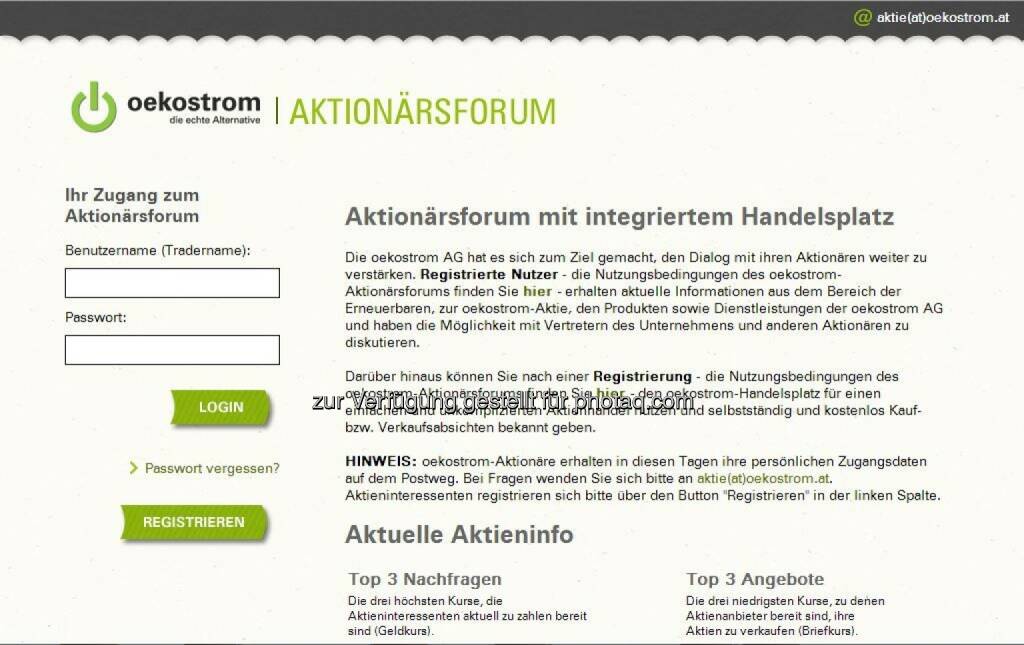 oekostrom-Aktionärsforum Login, © <a href=