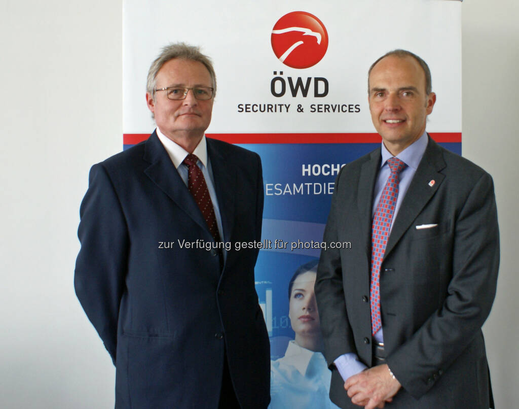 Wolfgang Eckhardt (Leiter Notruf ServiceCenter) und Hans-Georg Chwoyka (Eigentümer und Geschäftsführer ÖWD Security & Services)                 , © ÖWD (13.03.2014) 