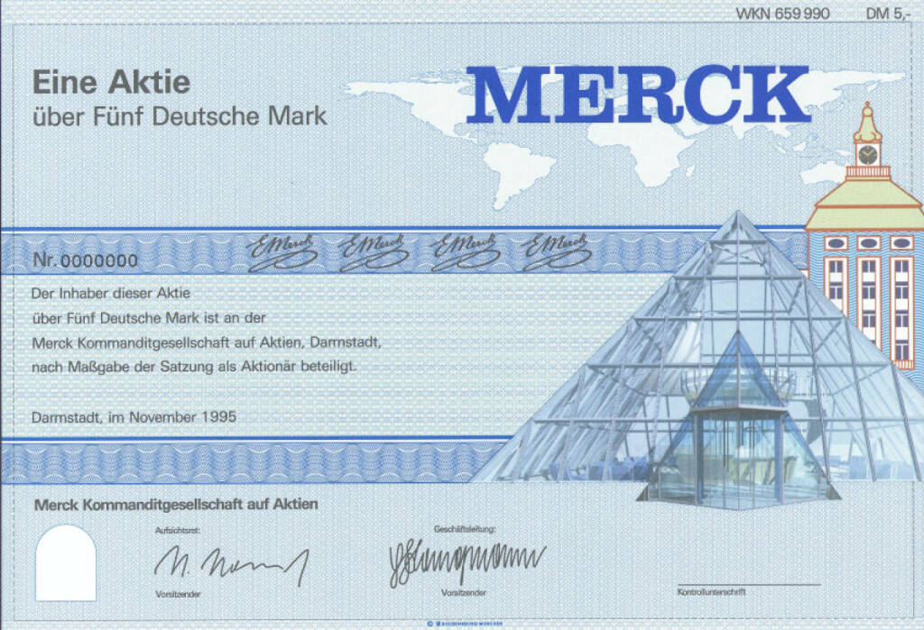 Die Merck-Aktie - 1995 geht Merck an die Börse, © Merck KGaA (Homepage) (16.03.2014)