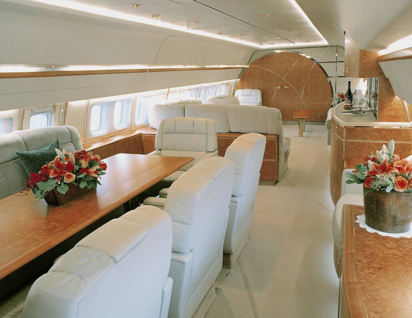 Conference or dining area on a Boeing Business Jet, Boeing Company