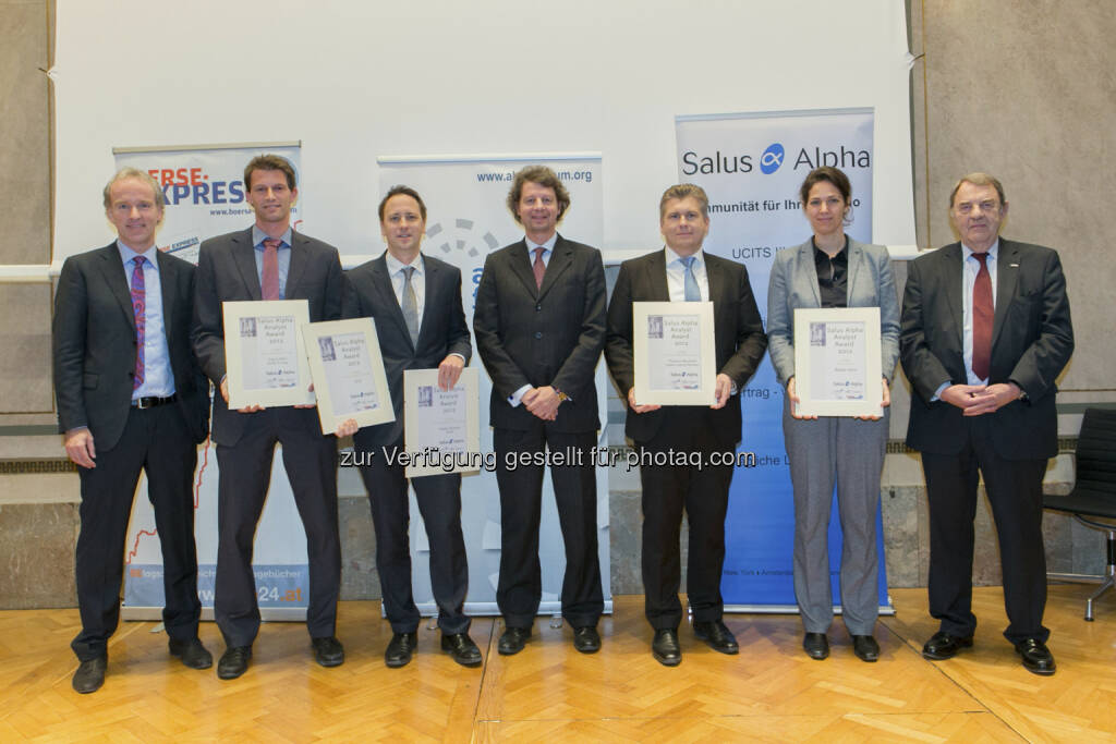 Schlussbild: Christian Drastil, Franz Hörl, Stefan Maxian, Günther Schneider, Thomas Neuhold, Christine Reitsamer, Richard Schenz, © Martina Draper für Börse Express (15.12.2012) 