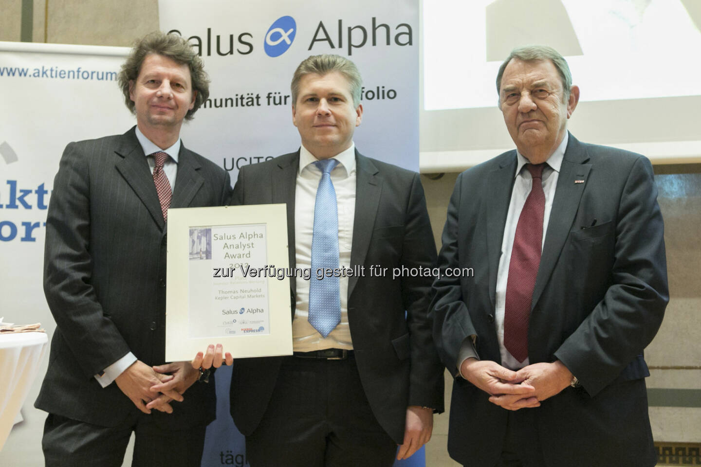 IR-Wertung: Günther Schneider (Salus Alpha), Sieger Thomas Neuhold (Kepler), Richard Schenz (Kapitalmarktbeauftragter)