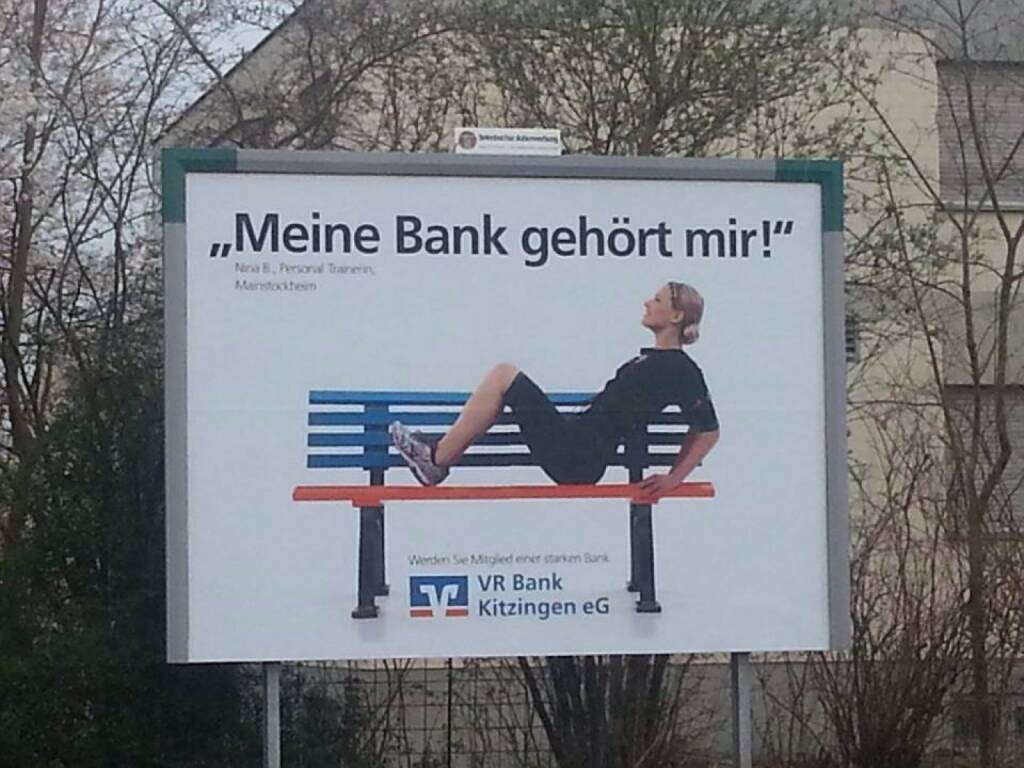 Meine Bank gehört mir. Die VR Bank Kitzingen wirbt mit Nina Bergmann, http://www.finanzen.at (08.04.2014)