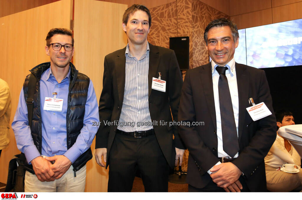 Patrick Schwiderski , Christoph Stadler und Christian Kohl (Hutchison Drei Austria). (Foto: GEPA pictures/ Christopher Kelemen) (10.04.2014) 