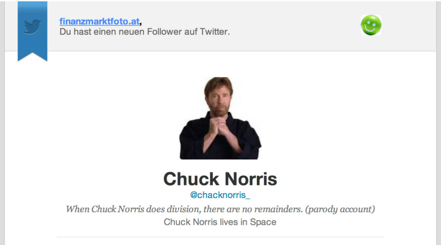 Chuck Norris haben wir von finanzmarktfoto.at nicht getroffen, aber er (ver)folgt uns jetzt