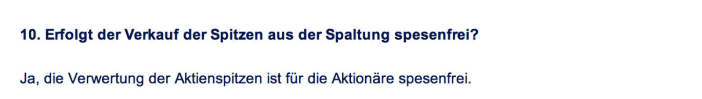 Frage an Immofinanz/Buwog: Erfolgt der Verkauf der Spitzen aus der Spaltung spesenfrei?