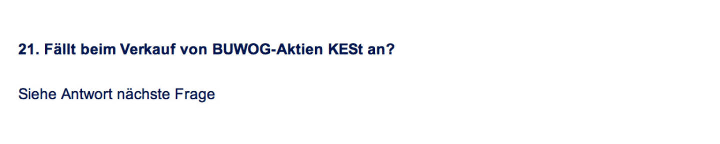 Frage an Immofinanz/Buwog: Fällt beim Verkauf von Buwog-Aktien KESt an?