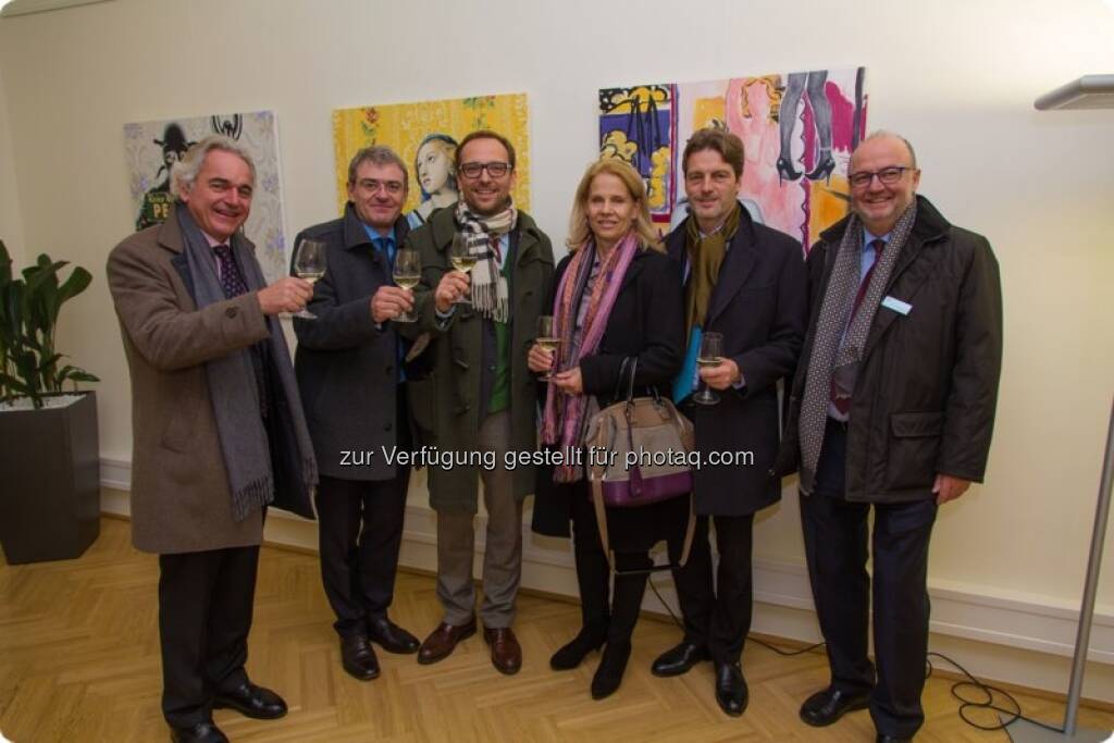 Willi Gorton, Helge Haslinger, Hans Peter Giovanelli, Maria Polsterer Kattus, Ernst Polsterer beim Re-Opening der Repräsentanz Wien, Sparkasse NÖ Mitte West AG (Aussendung) (20.12.2012) 