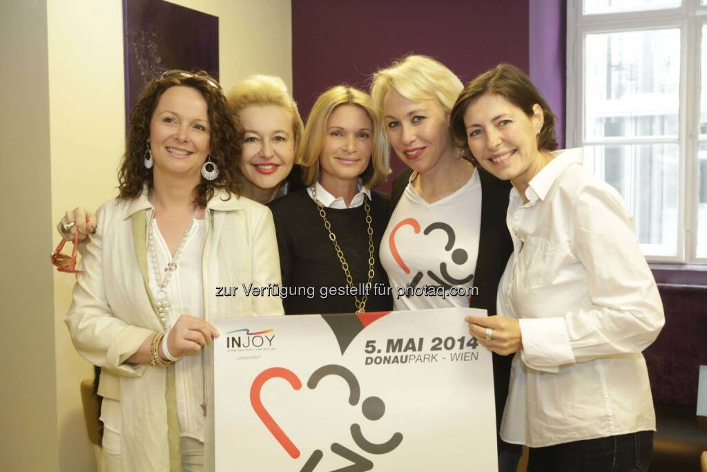 Michaela Altendorfer (Herzkinder), Dancing Star Andrea Buday, Irene Ströck, Christine Grafinger (msm sportmedia marketing ges.m.b.h.), Ulla Epler (Herzkinder):  „Achte auf dein Herz und laufe für meins!“, unter diesem Motto findet der Herzlauf im Veranstaltungsgelände Donaupark am 5. Mai 2014, dem Tag des herzkranken Kindes, statt. leisure.at/Stefan Joham, © Aussendung (27.04.2014) 